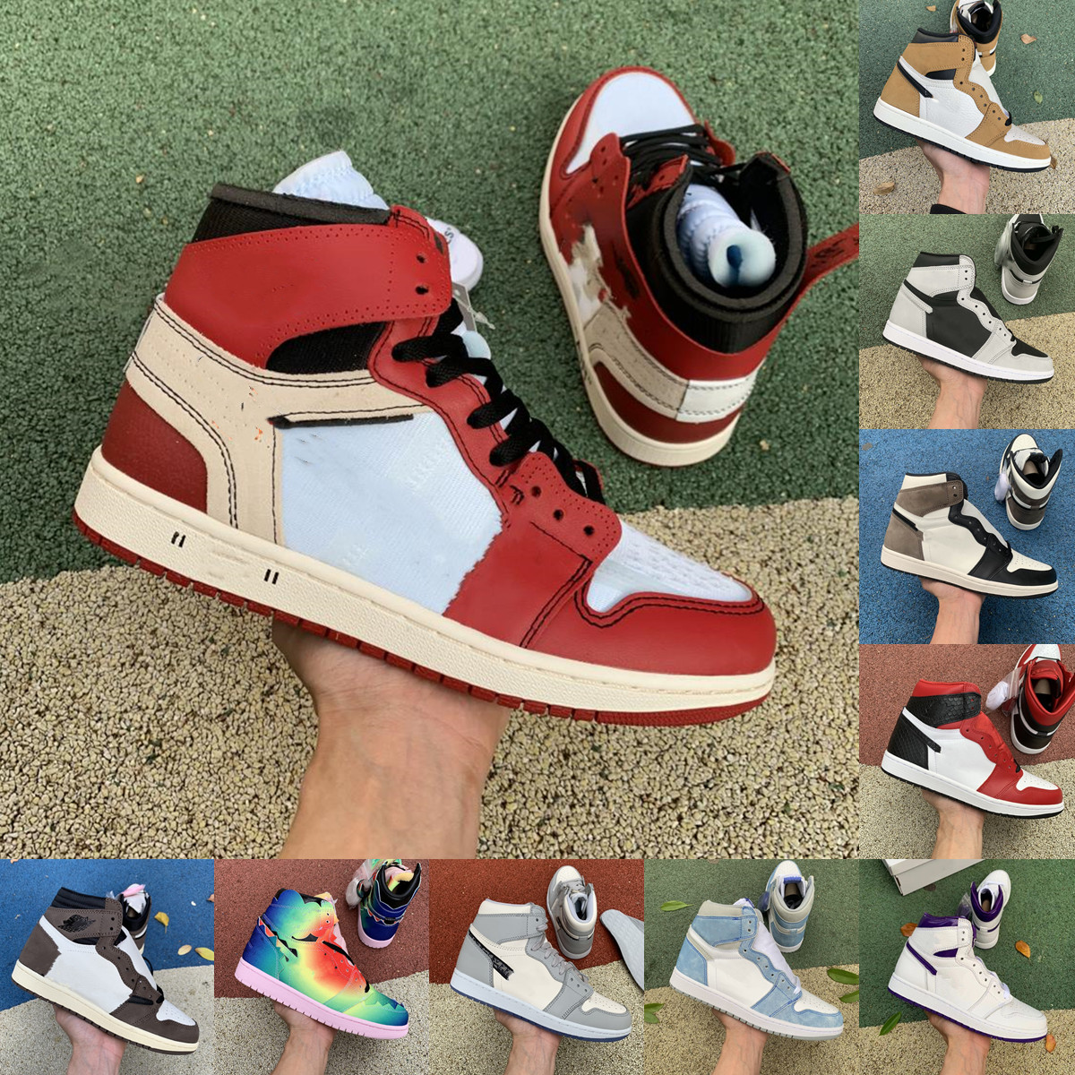 

high 1 men women basketball shoes 1s Fragment Court Purple White Dark Mocha mens sneakers Light Fusion Red Hyper Royal J Balvin Obsidian UNC trainer, Original shoe box