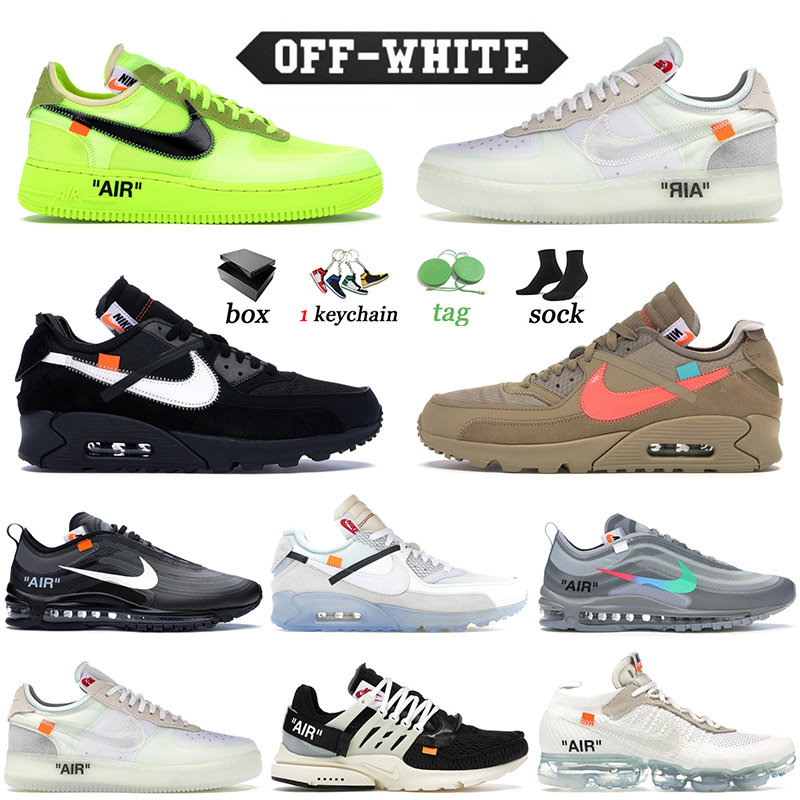 

With Box 2021 Authentic Off White Running Shoes Men Womens Air Force 1 One Max 90 97 Presto Airforce Vapormax Flyknit Trainers Sneakers