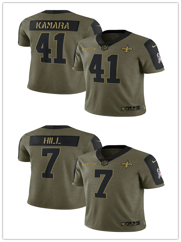 

New OrleansSaintsMEN WOMEN YOUTH Alvin Kamara Taysom Hill 2021 Salute To Service Limited football Jersey