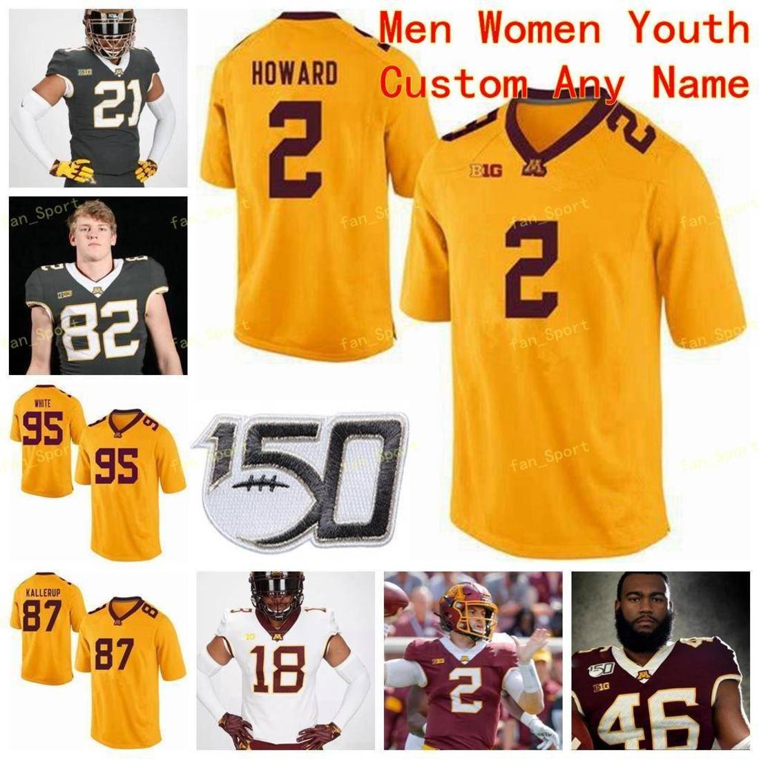 

NCAA College Jerseys Minnesota Golden Gophers 1 Rodney Smith 11 Jornell Brooks II 13 Rashod Bateman 14 Cole Kramer Custom Football Stitched, As