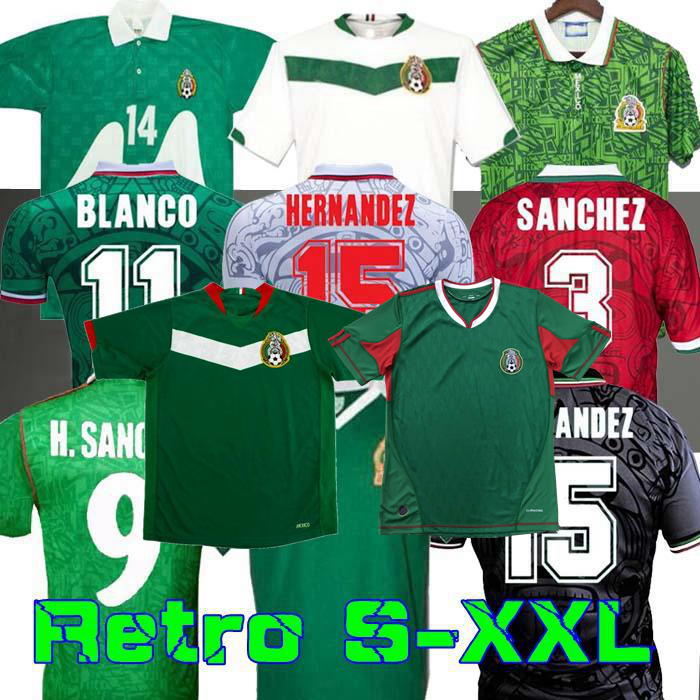 

Retro classic Mexico soccer jerseys 1970 1986 1994 1995 1996 1997 1998 1999 2006 2010 BORGETTI HERNANDEZ CAMPOS BLANCO H.SANCHEZ home away football shirt, 1997 3rd