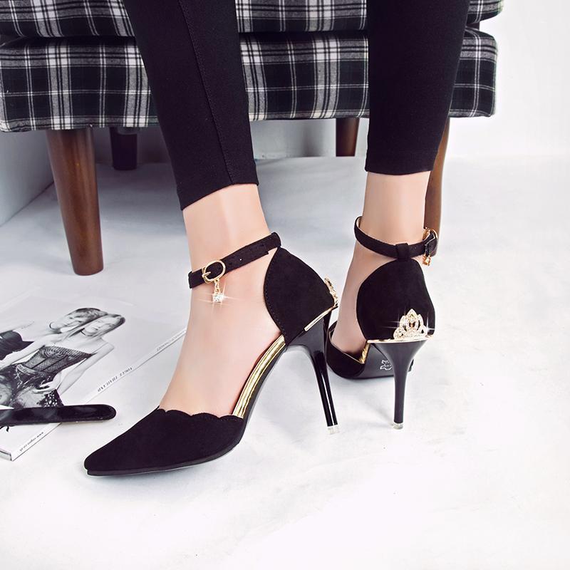 

Spring And Summer High Heels Sexy Fashion Women Single Shoes Pointed Stiletto Baotou Sandals, Black