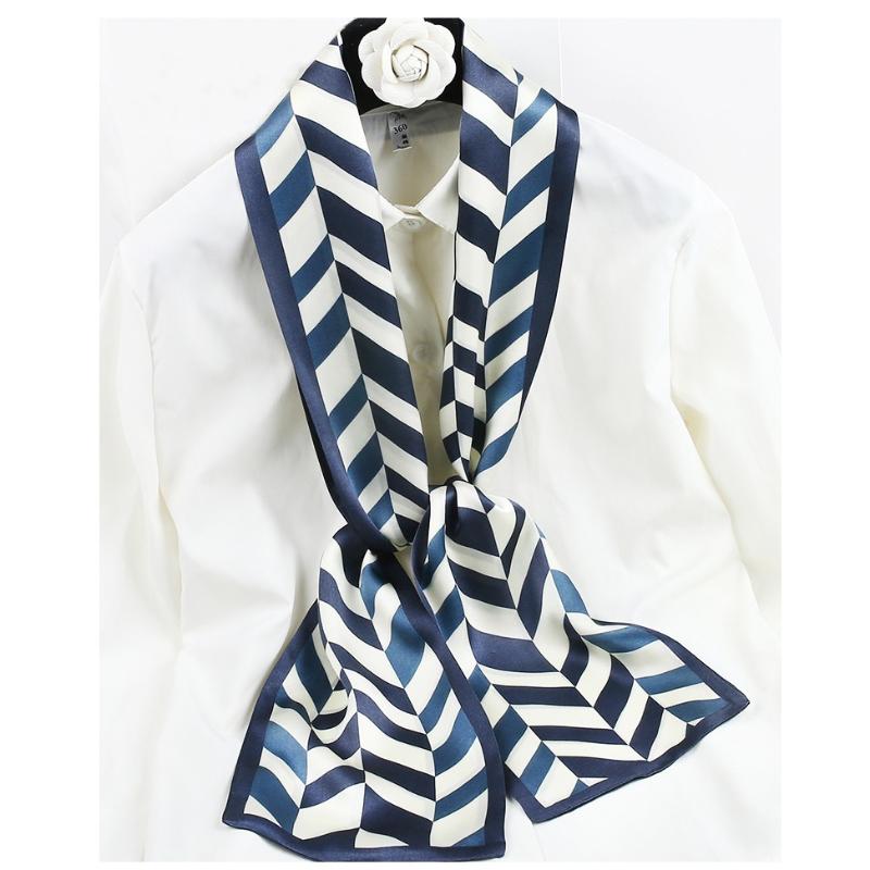 

Scarves Geometry Print 100% Natural Silk Scarf Foulard Long Soft Smooth Women Ladies Fashon Neck Head Hair Hat Scarfs 150*15cm
