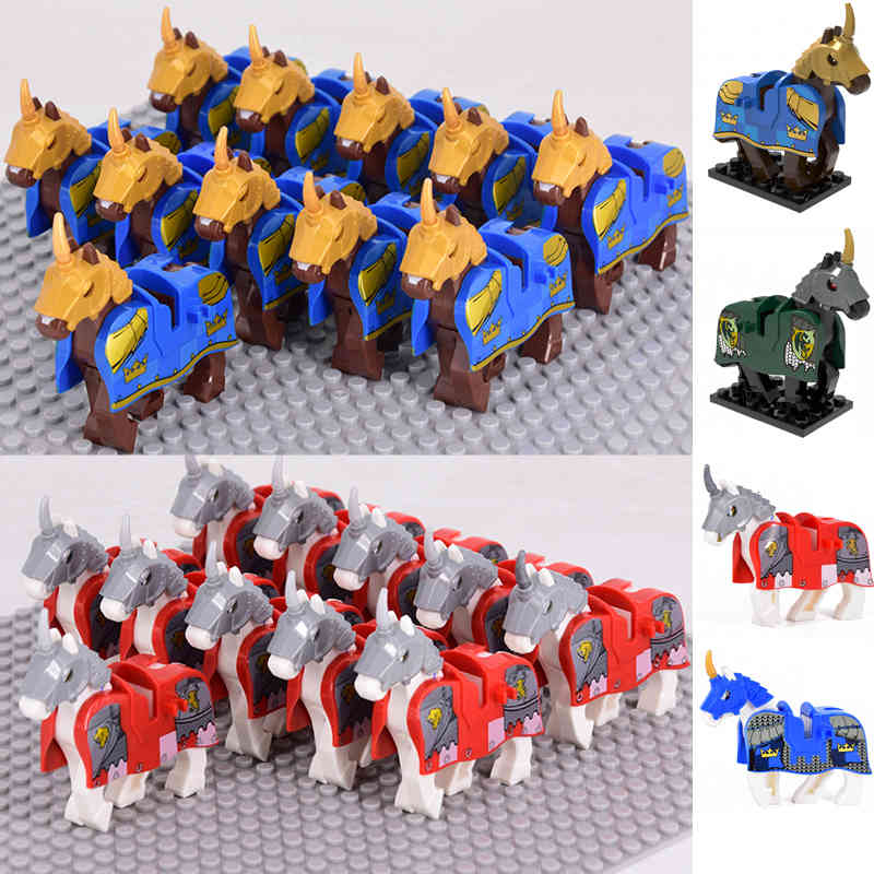 

Blocks 11pcs Horse Rome Commander Spartan Medieval Knights Group Castle Animals figures building bricks Toys For Boys Children 1008