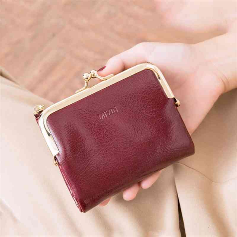 

women pu leather wallets short hasp purses for ladies portable money bags female large capacity card holders clutch, Red;black