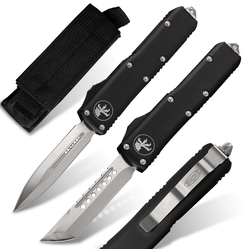 

wholesale latest micro technology knife (t6-6061) aviation aluminum handle black outdoor camping automatic knife pocket tactical knife with