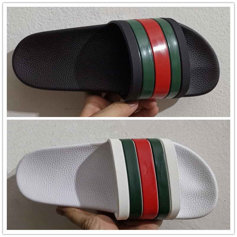 

2021 slipper Gear bottoms mens slide striped sandals causal Non-slip summer flip flops slippers, Black
