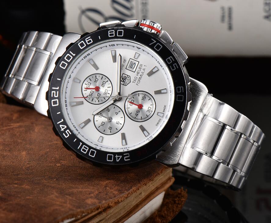 

055 TAG HOT HEUER Men Automatic Watch mens Full Function quartz Watches Fashion Stainless steel date clock Sports Wristwatch