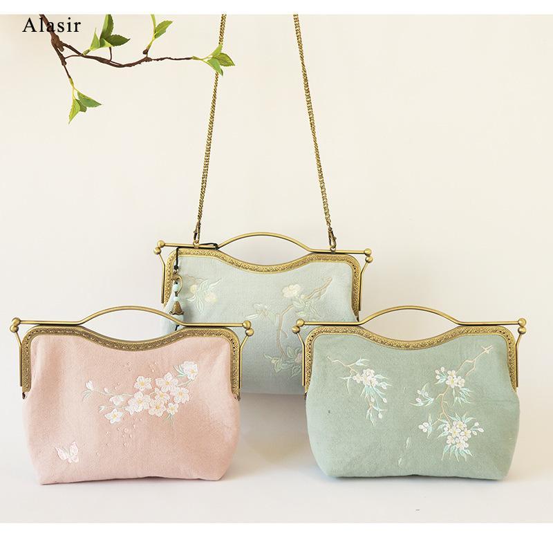 

Alasir Original Artsy Bag Chinese Style Bags Vintange Women Handbags Cotton And Linen Crossbody Embroidery Flowers Frame Evening