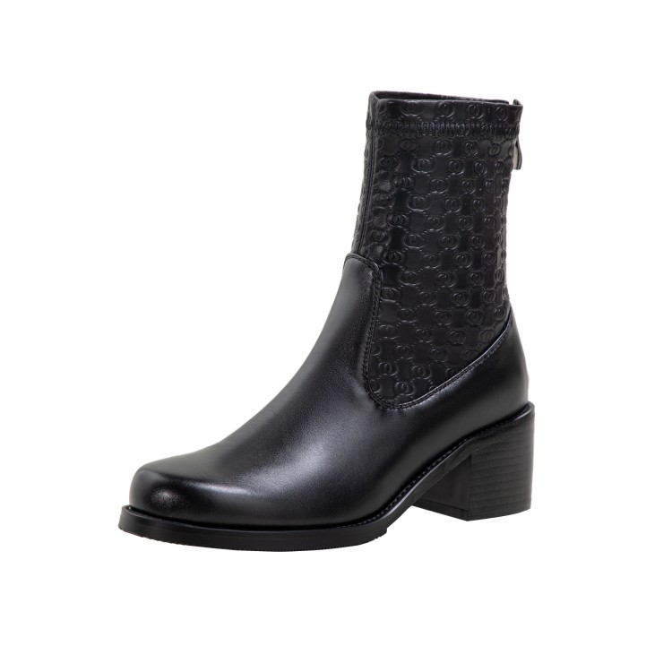 

Winter Short Boots Women Designer Round Toe low Heels shoes Soft Natural Genuine Leather Party Wedding Fashion Luxury Platform Lady WARORWAR YGN020-995-3, Black-flock lined