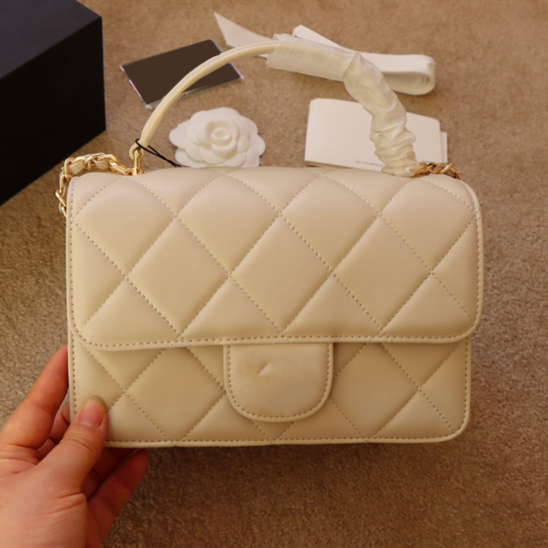 

22Ss Lady Trendy Fashion Trend Mini Bags Lambskin Genuine Leather Top Handle Totes Handbags 21x13cm, Box