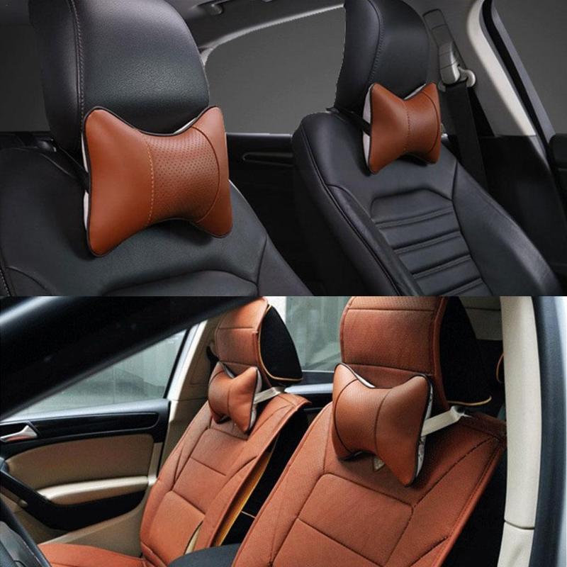 

Seat Cushions 2pcs Car Headrest PVC Leather Neck Protector Universal Cushion Backrest Free Pillow Ne V2V0