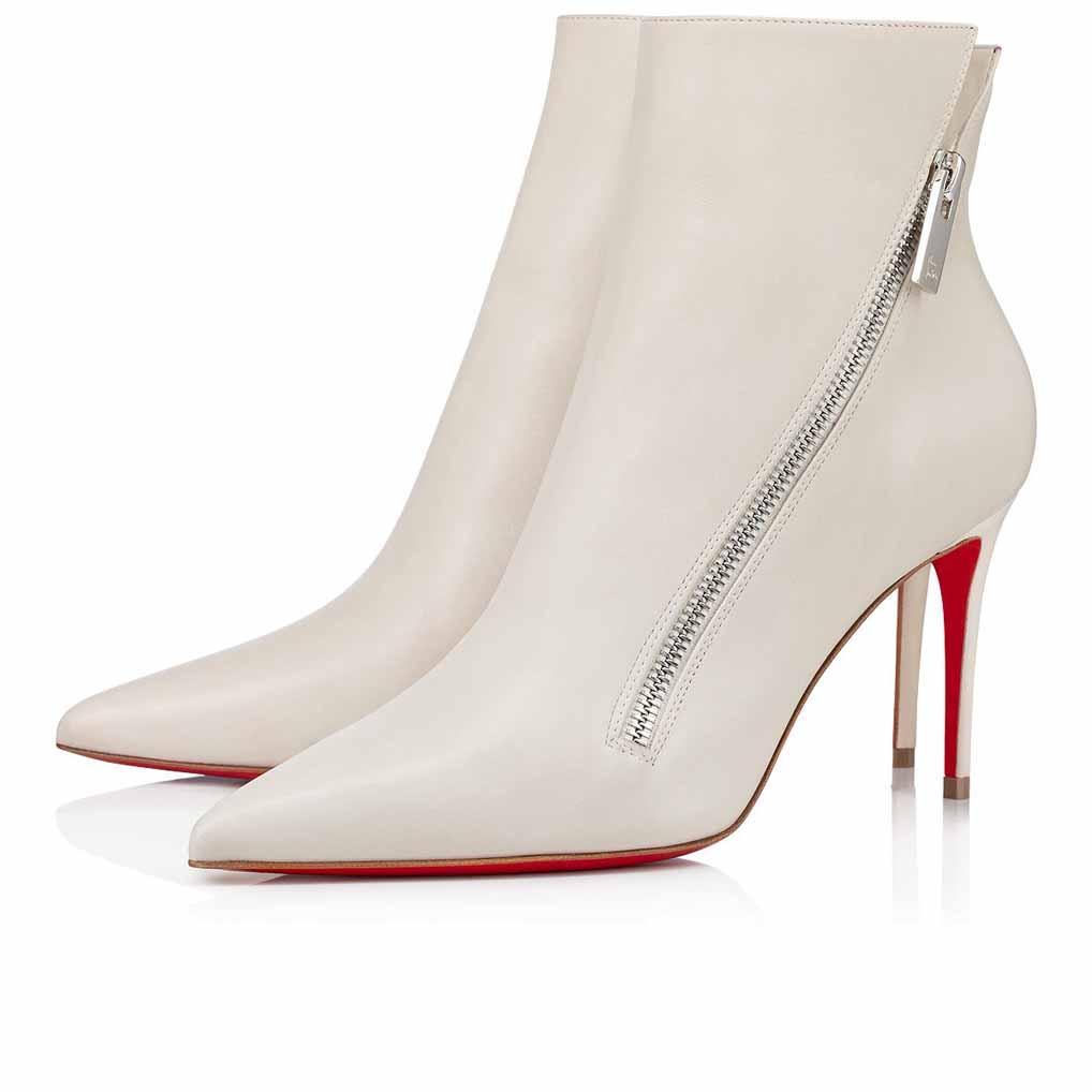 

2020S Winter Woman Low Boots Red Bottom Short Boot,Style "Birgikate" Black Beige Genuine Leather Thin Heels Sexy Pointed Toe Zipper booty