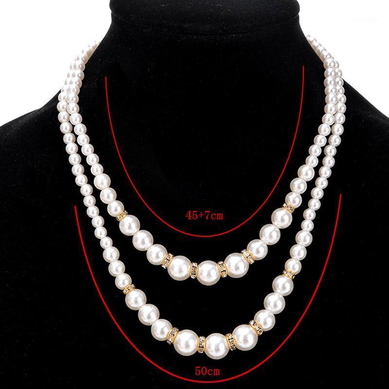 

Women Retro Faux Pearl Necklace Lady Luxury Dual Layer Jewelry SWD889 Chains