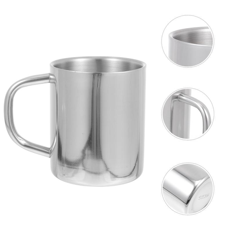 

Water Bottles 2Pcs Coffee Cups Stainless Steel Portable Beverage For Outdoor (Silver)