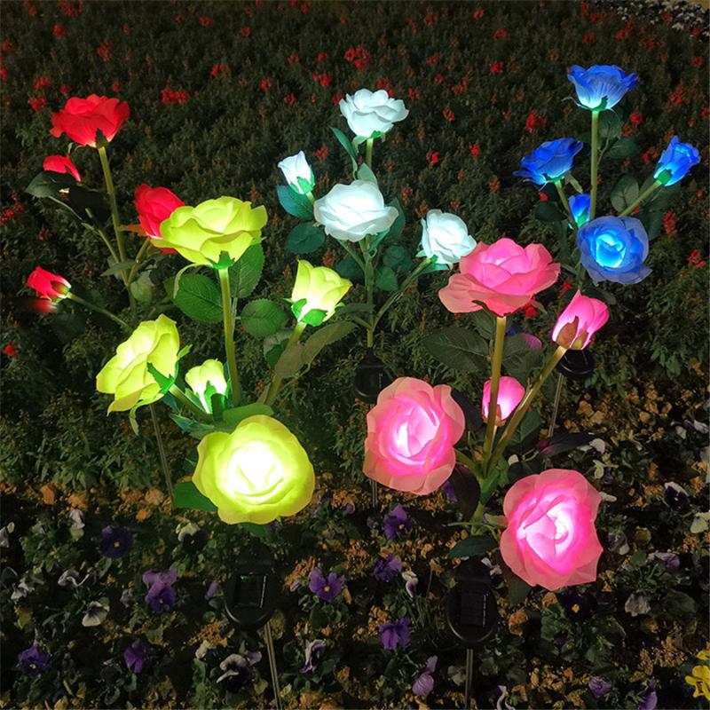 

Lawn Lamps 2PC/Lot Rose Flower 5 Led Garden Light Outdoor Landscape Lighting Yard Patio Decoration For Wedding Birthday