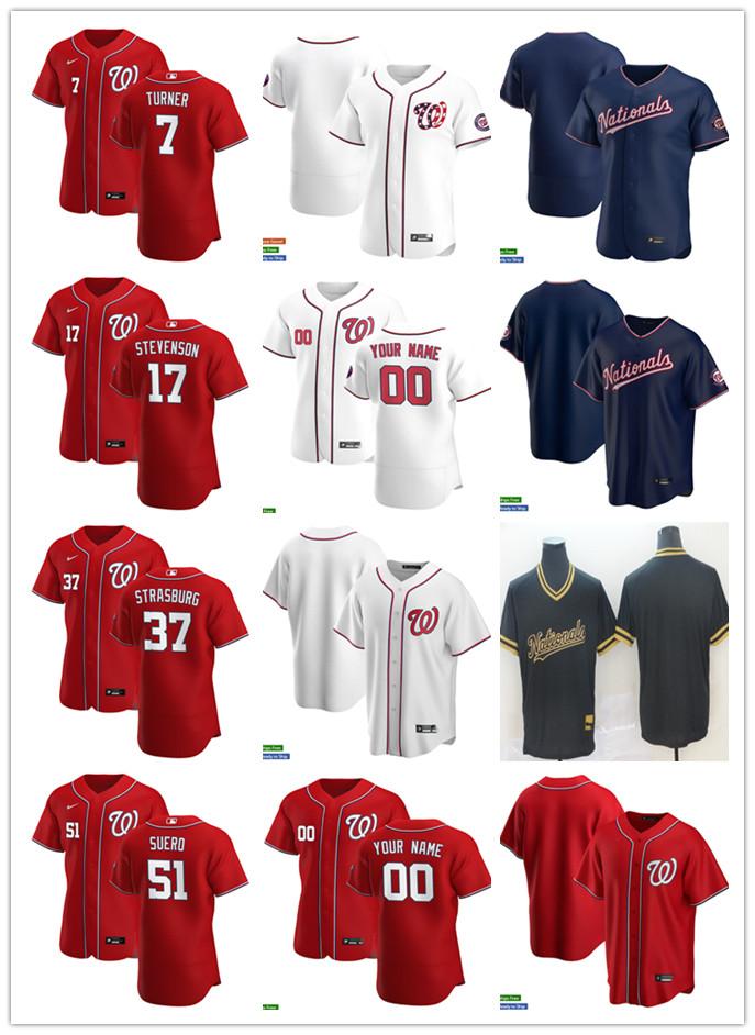 

Men Women Youth Washington Nationals 17 Andrew Stevenson 37 Stephen Strasburg 51 Wander Suero 7 Trea Turner Custom Baseball Jers, Blue;black