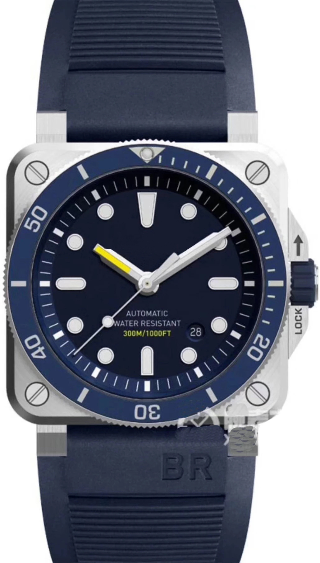 

New Mens Automatic Mechanical Ceramic Bezel Watch Bell Aviation Sport Dive Watches Black Blue Rubber Waterproof AAA+, Make waterproof 50m