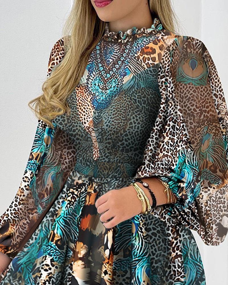 

Casual Dresses HHDMV 2021 Autumn High Waist Braid Retro Young Sexy Free Overalls Chiffon Full Sleeve Women Mini A-Line Dress, Multi