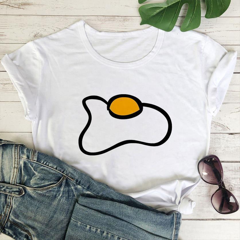 

funny fried egggraphics print womens t shirt summer white o neck short sleeve simple