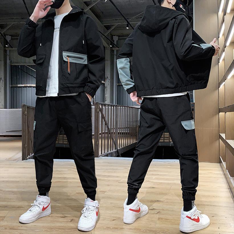 

april momo autumn man men tracksuits two piece set sweat suit overalls leisure plus size hoodies harem pants, Gray