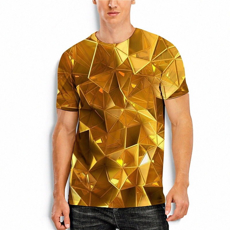 T-shirt de tee t-shirt unisexe pour hommes 3D print abstrait Géométrie 3D col rond vacances quotidien 3D imprimé à manches courtes Tops occasionn