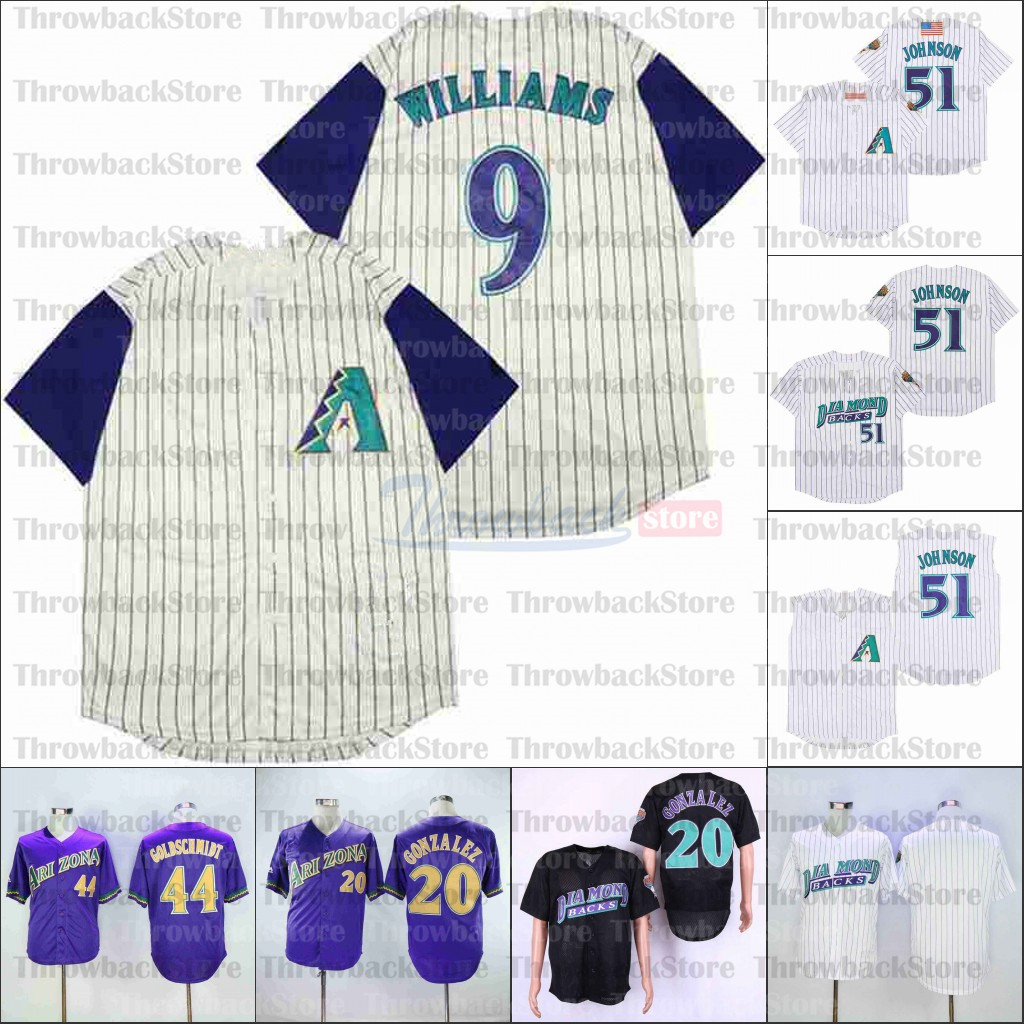 

Retro Arizona Home Jersey 51 Randy Johnson 9 Matt Williams 20 Luis Gonzalez 44 Goldschmidt, As photo