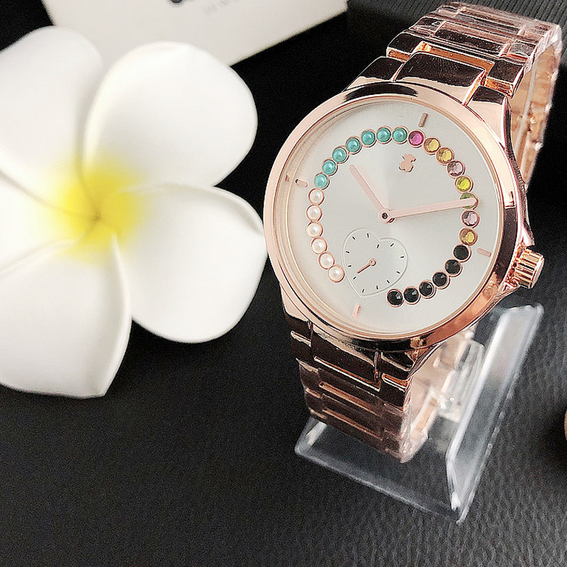 Brand new colorful gemstone gorgeous cute bear watch waterproof 10m Spanish style zircon watch-image-741534237
