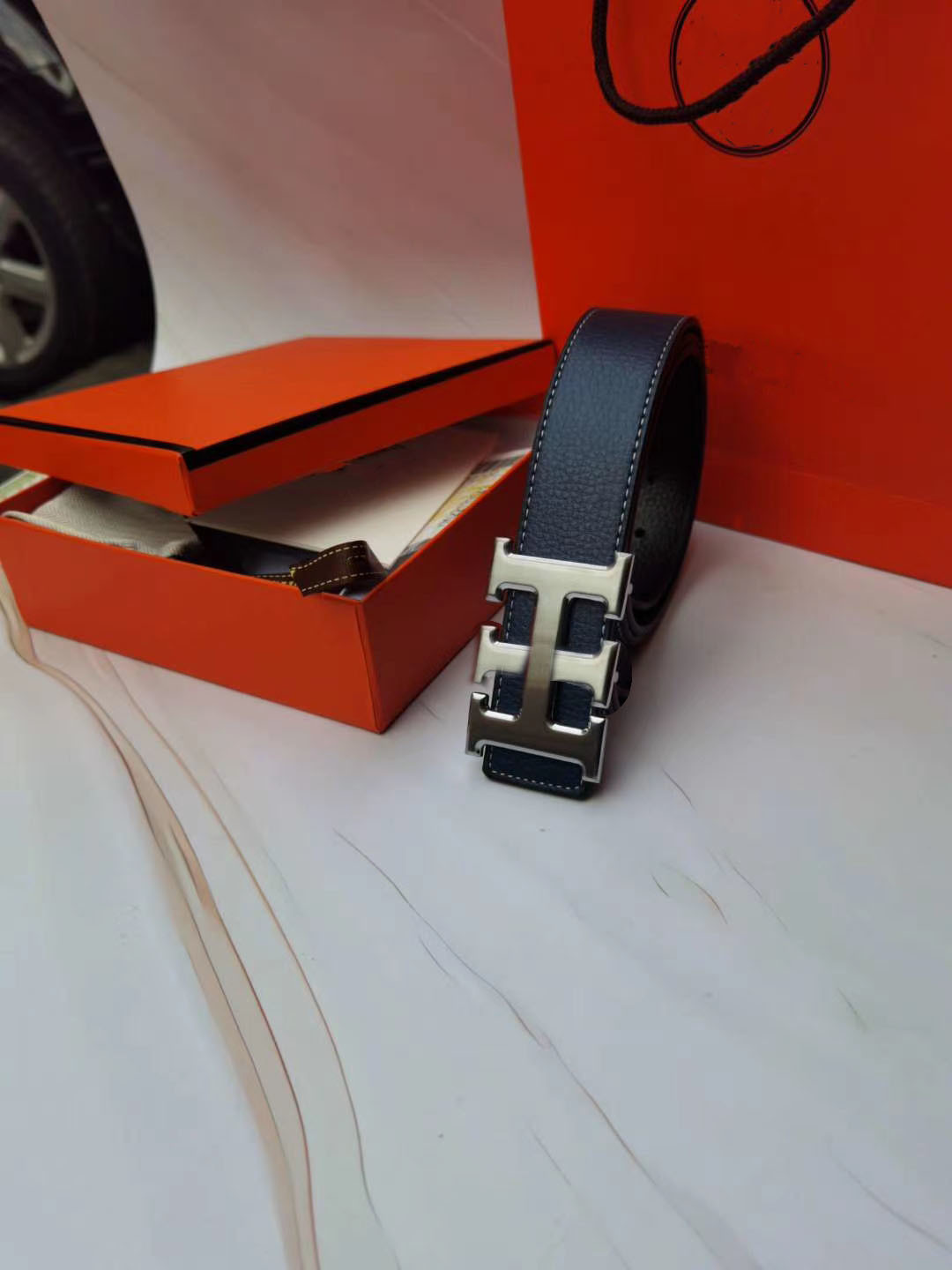 

top Designer Luxury Men H Buckle Belt Business Smooth Fashion Belt boxIKEP, Black;brown