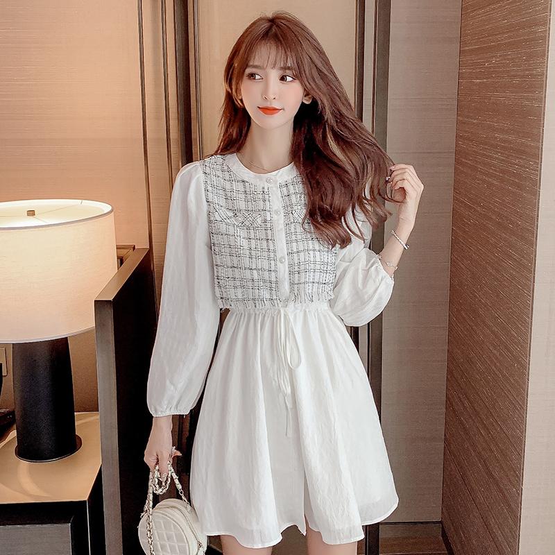 

Casual Dresses COIGARSAM Women One-piece Dress Korean White Black 719