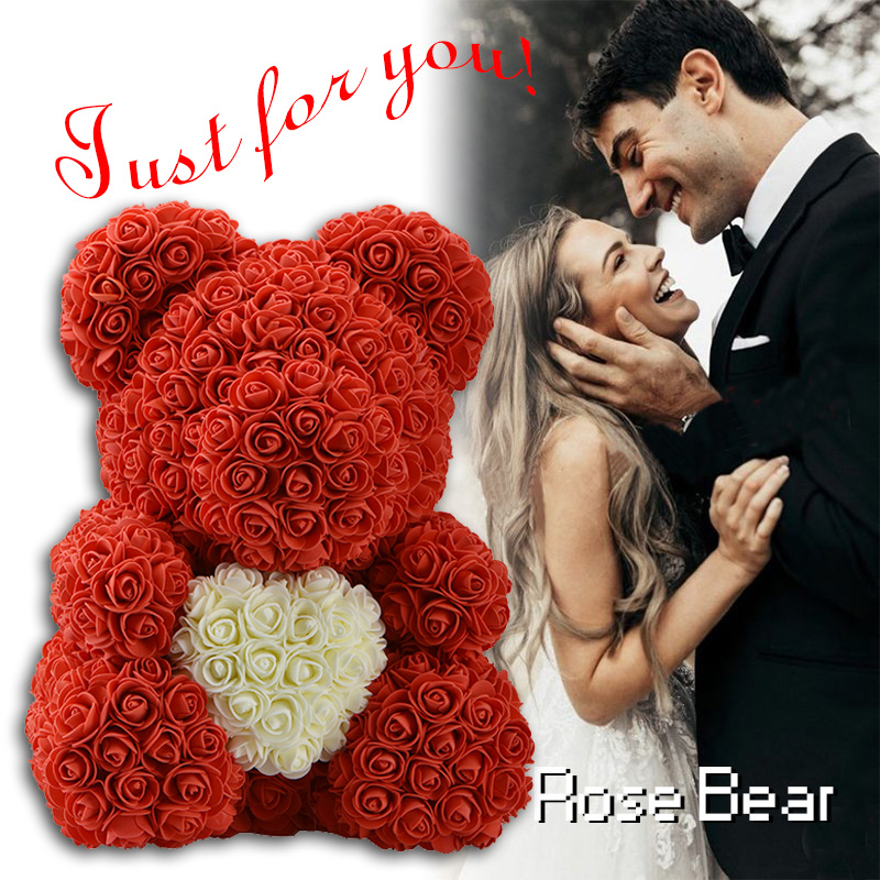 

Hot Sae Red Bear Rose Artificia Fowers Teddi Bear of Rose Decoration Vaentine Christmas Day Gift for Women Dropshipping, Big red cream