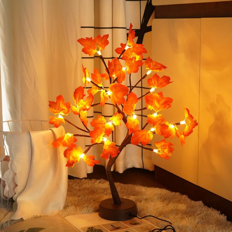 

Night Lights LED Copper Wire Light Maple Tree Home Decoration Lamp USB Battery Operated For Bedroom Bedside Table