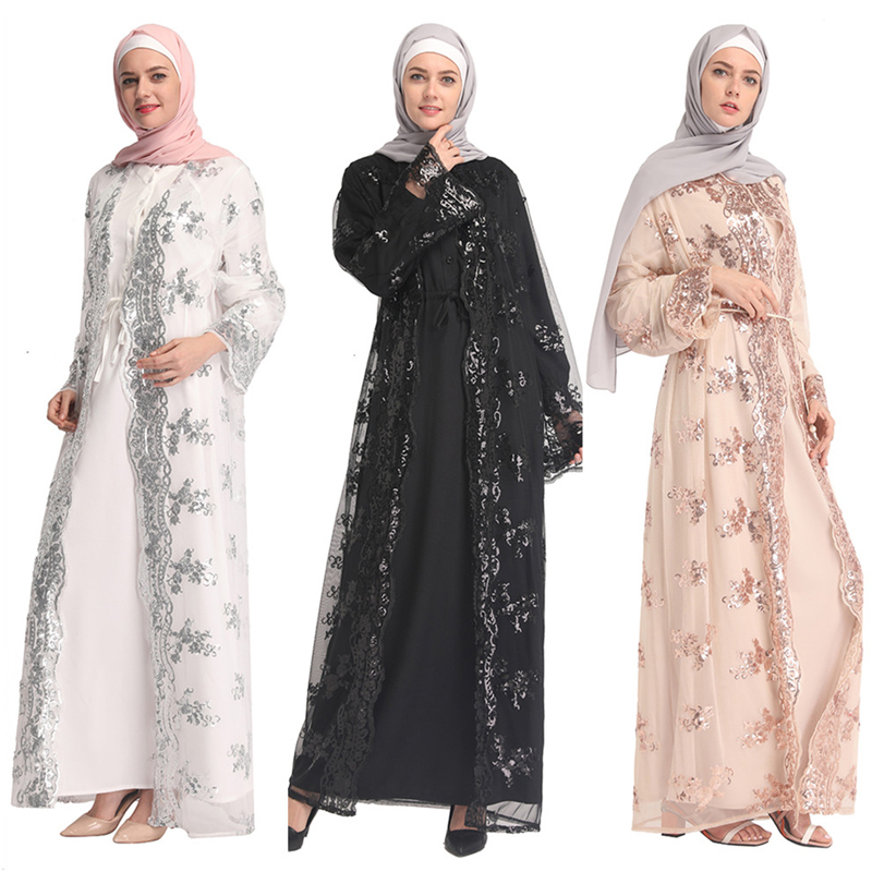 

Mesh Sequin Kaftan Abaya Turkey Dubai Hijab Muslim Dress Abayas For Women Caftan Robe De Moda Musulmana American Islam Clothing