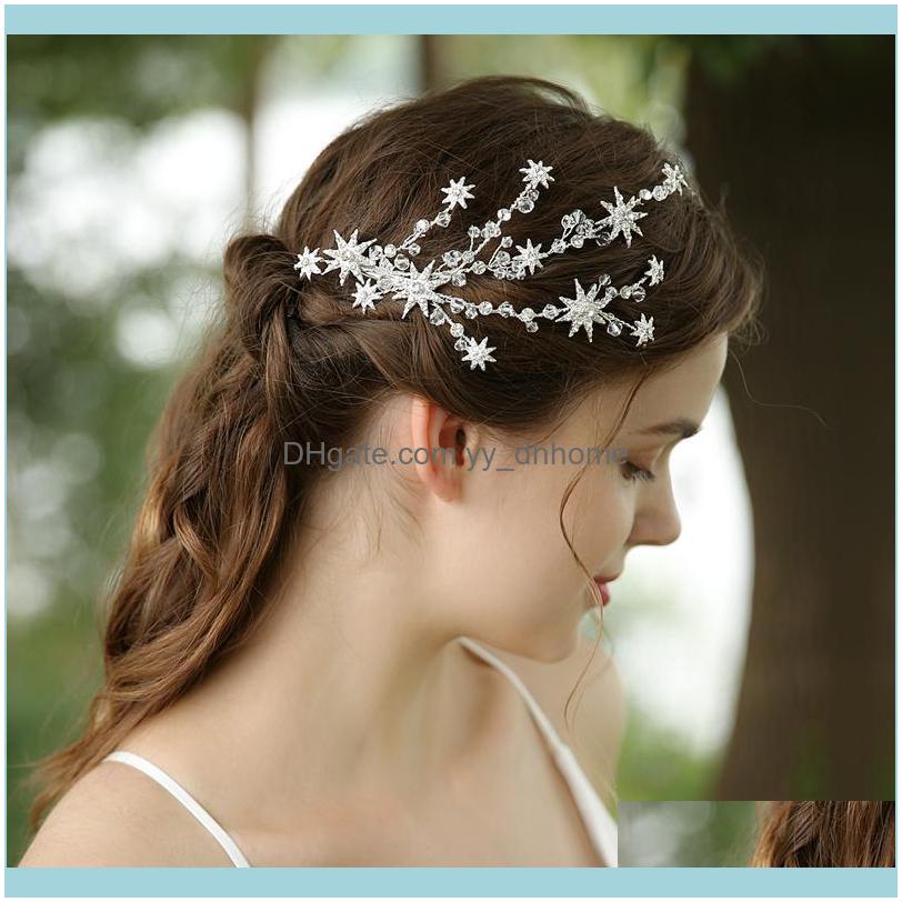 

Barrettes Jewelry Jewelryniushuya Simple Sier Color Star Hair Clip Bridal Handmade Wedding Aessories Women Headpiece Barrette Side Clips For