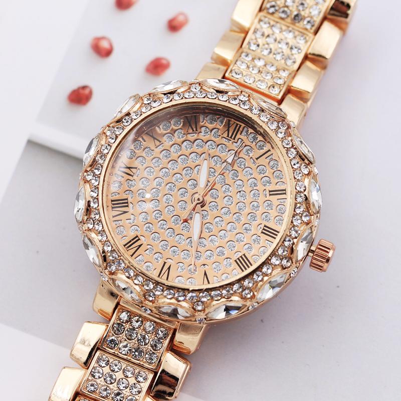 

Wristwatches Women Watches Top Diamond Watch Fashion Rose Gold Bracelet Ladies Zegarek Damski, Bronze