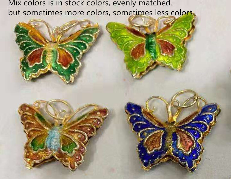 

Large Cloisonne Enamel Butterfly Charms Animal Pendants DIY Jewelry Making Accessories Chinese Traditional Handcraft 10pcs /lot