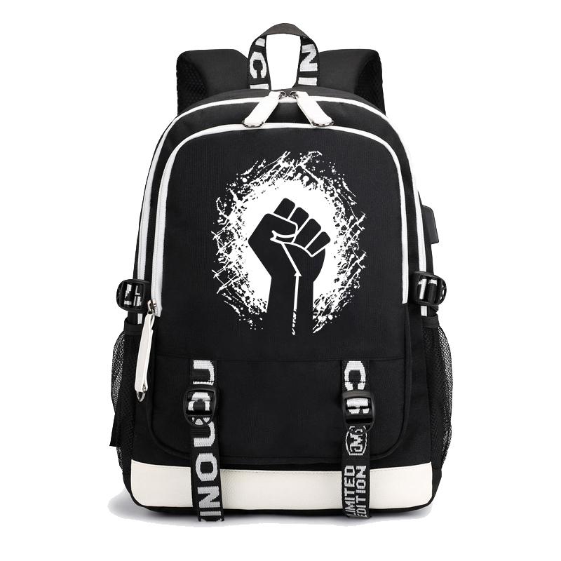 

Backpack Fist-Power Women Men Teenager School Bag Travel Rucksack Large Mochila Escolar With USB