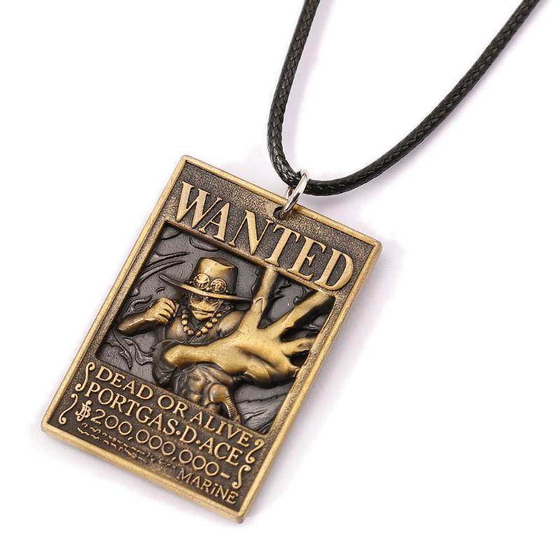 

Pendant Necklaces ONE PIECE Wanted Poster Necklace Ace Warrant Friendship Men Women Anime Jewelry Choker Accessories YS11439