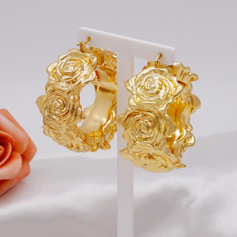 

Dangle & Chandelier 2021 Jewelry Fashion Gold Bohemia Flower Round Drop Copper Hoop Earrings Circle Coper Wedding Accessories Gift, Silver