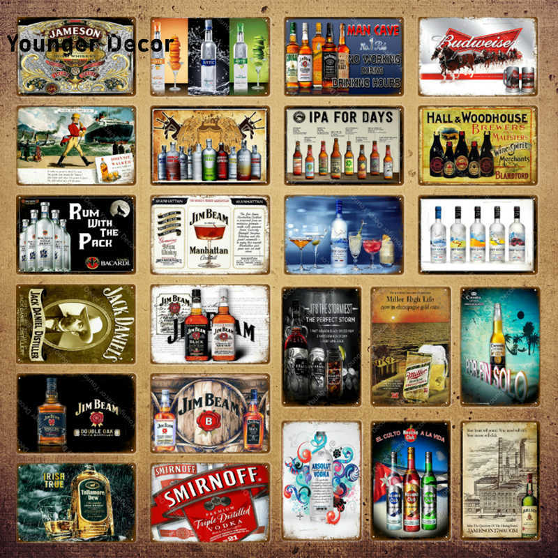 Man Cave Drinks Beer Wine Metal Tin Signs Whiskey Plaque Vintage Painting Poster Wall Sticker Pub Bar Club Home Decor YI-166-image-744879114
