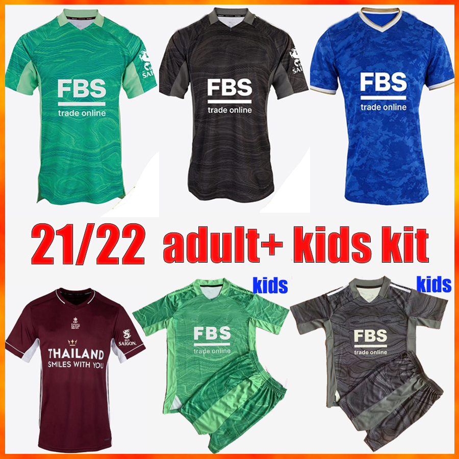 

21 22 Leicester soccer jersey fans+player version kids kit top thai quality VARDY IHEANACHO NDIDI Tielemans BARNES 2021 2022 AYOZE MADDISON football t-shirt for men, Black gk kids