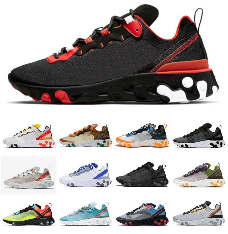 

2021 react vision element 55 87 men women shoes triple black white Iridescent schematic Blue Chill Solar Red mens womens trainers sports sneakers size 36-45, Box