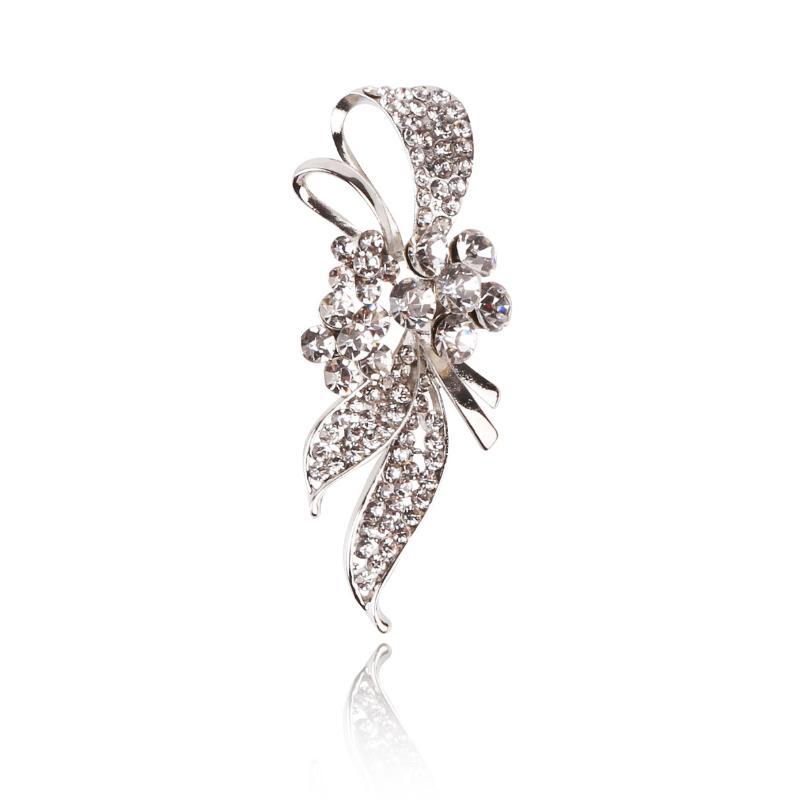 

Pins, Brooches 1pcs 26x63mm Esquisite And Fashion Korean Geometric Flower Brooch Rhinestone Alloy For Women Wedding Dress Accessories