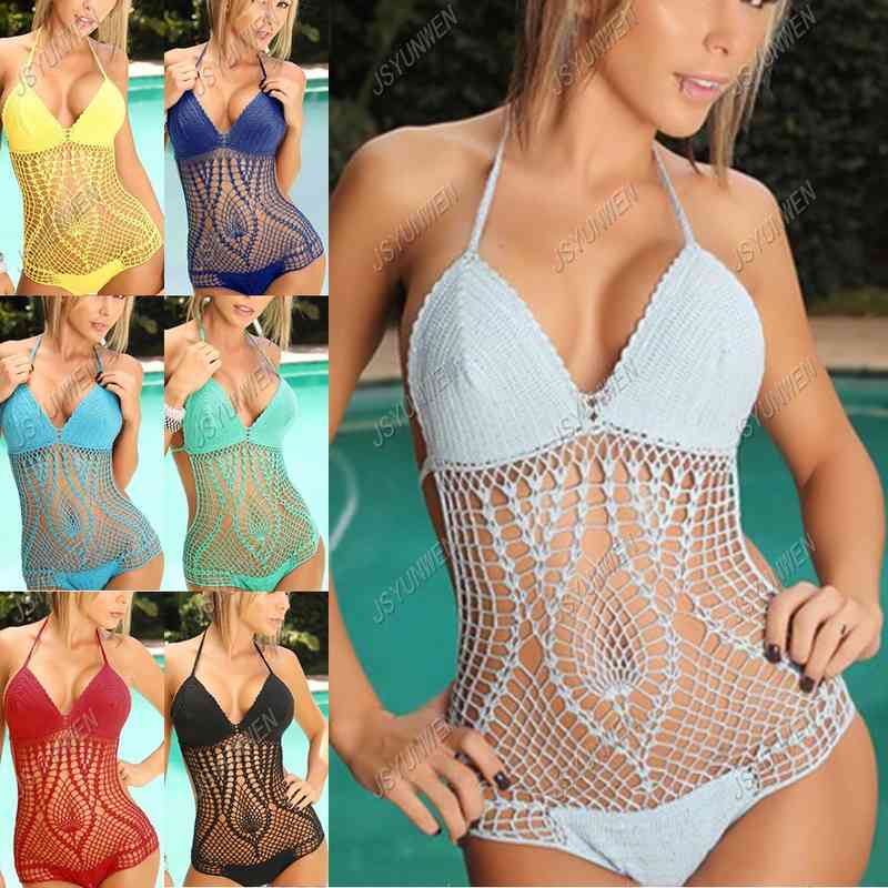 Women&#039;s Swimwear Hook Knitted Tie Swimsuit Bikini Color swimsuits swimwears swimsuit bikinis-image-678585678