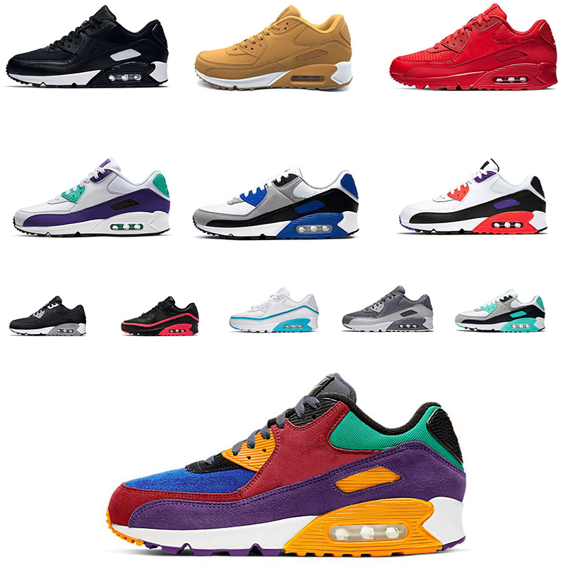 

Top Quality 90 Men Women Running Shoes Big Size Us 12 Sports Sneakers Day of the Dead Glasgow Air Cool Grey Max Pink All Black White Green O