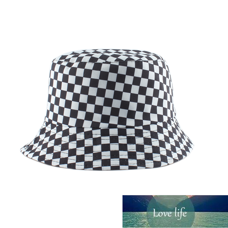 

New Brand Black White Plaid Check Bucket Hats Fishing Caps Women Mens Reversible Fisherman Hat Factory price expert design Quality Latest Style Original Status, As pic