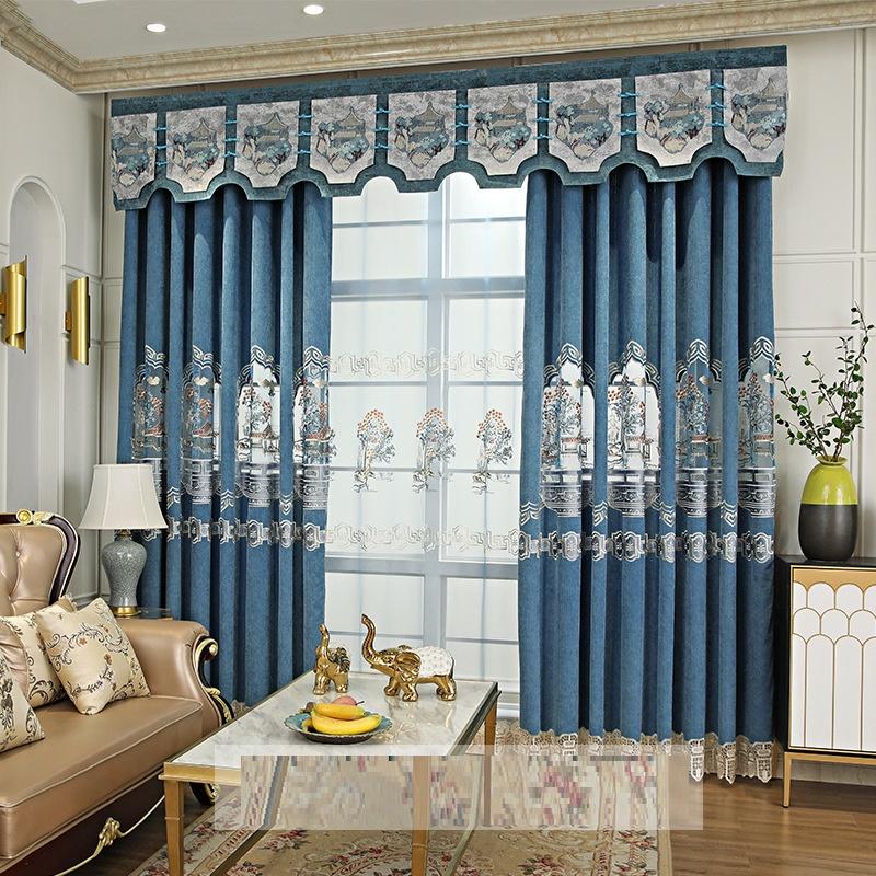 

Curtain & Drapes Chinese Embroidered Chenille Cloth Window Screen Impression Of West Lake Blue, Tulle