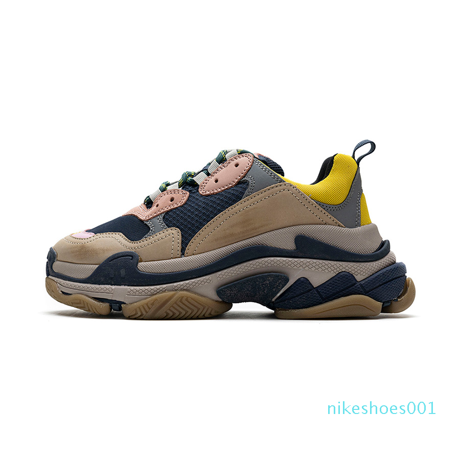 

Mens Triple S Shoes 17FW Sneaker Womens Paris Black White Letter Colorful Blue Bright Red Rice Ash Grey Green Pink Silvery Retro Ladies