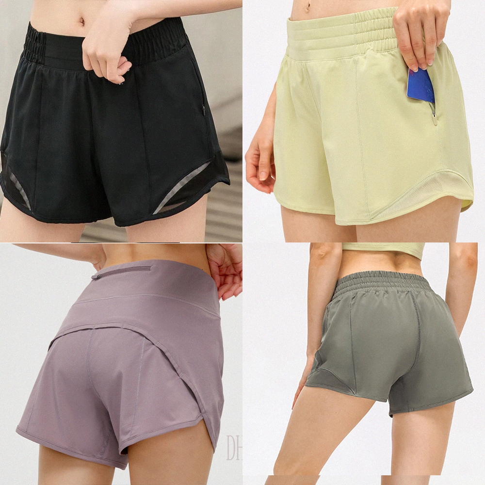 

2021 womens lu-33 yoga shorts pants pocket quick dry gym sport outfit high-quality style lulu summer dresses Elastic waist X4Al#