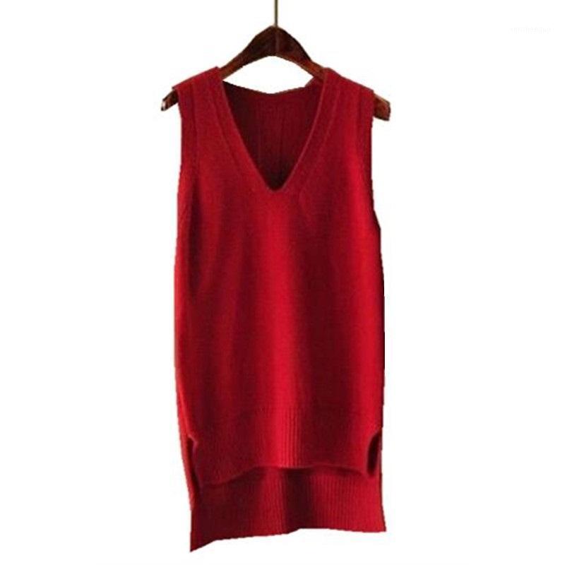 

Women's Vests 2021 Autumn Winter Clothes Women Vest Female Knitted Sweater Jumper Ladies Pullovers Teenager Girls Waistcoat Pull Femme, Red